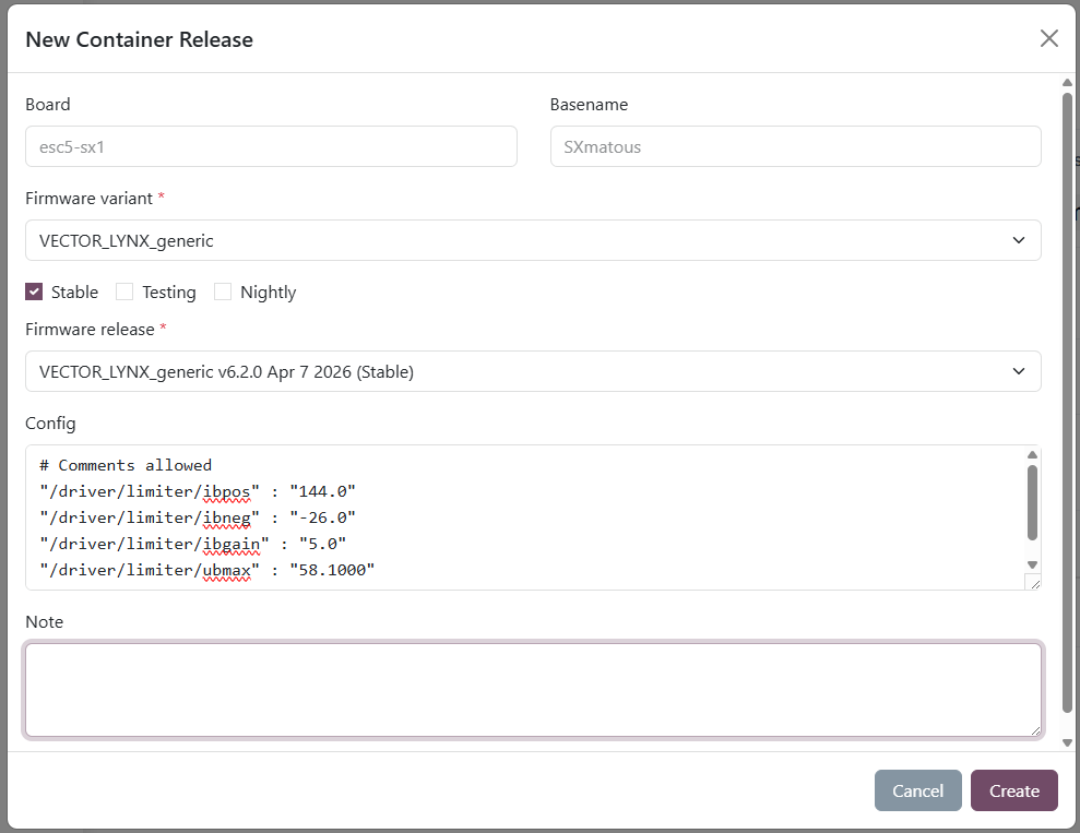 New container release form